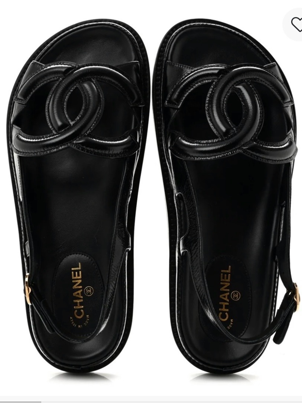 CHANEL Crumpled Lambskin CC Logo Slingback Sandals NWT